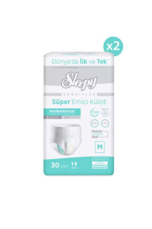 Sleepy Sensitive Antibakteriyel Emici Külot Medium 30x2 60 Adet