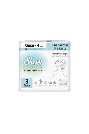 Sleepy Bio Natural Premium Plus Hijyenik Ped Deneme Paketi Gece 4 Adet