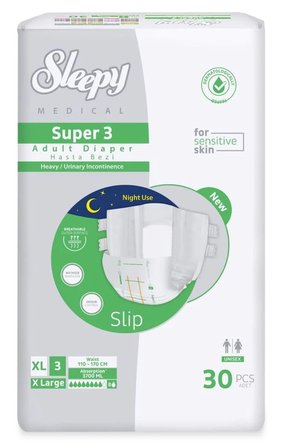 Sleepy Süper3 Belbantlı Hasta Bezi L Beden 30 Adet