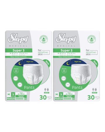 Sleepy Süper3 Emici Külot M Beden 2 Paket 60 Adet