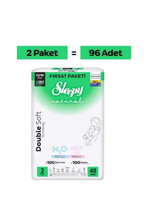 Sleepy Natural Double Soft Ultra Fırsat Paketi Bebek Bezi 2 Numara Mini 96 Adet