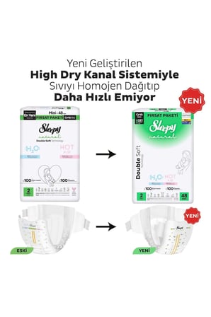 Sleepy Natural Double Soft Mega Fırsat Paketi Bebek Bezi 2 Numara Mini 192 Adet
