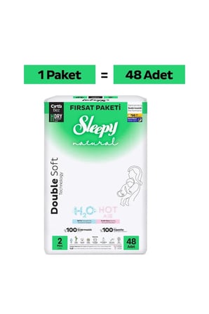Sleepy Natural Double Soft Fırsat Paketi Bebek Bezi 2 Numara Mini 48 Adet