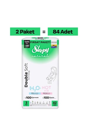 Sleepy Natural Double Soft Ultra Fırsat Paketi Bebek Bezi 3 Numara Midi 84 Adet