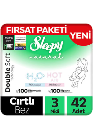 Sleepy Natural Double Soft Fırsat Paketi Bebek Bezi 3 Numara Midi 42 Adet