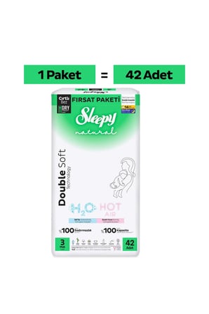Sleepy Natural Double Soft Fırsat Paketi Bebek Bezi 3 Numara Midi 42 Adet