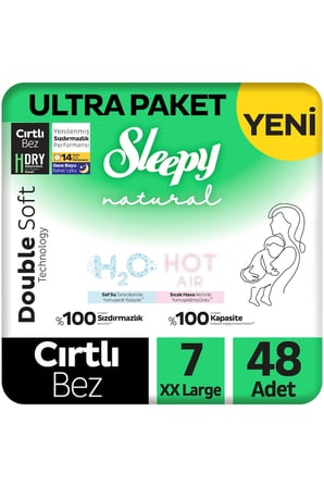 Sleepy Natural Double Soft Ultra Paket Bebek Bezi 7 Numara Xxlarge 48 Adet