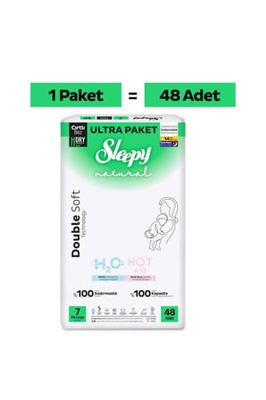 Sleepy Natural Double Soft Ultra Paket Bebek Bezi 7 Numara Xxlarge 48 Adet