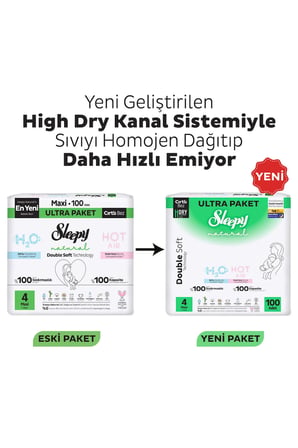 Sleepy Natural Double Soft Avantajlı Mega Paket Bebek Bezi 4 Numara Maxi 120 Adet