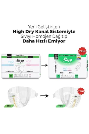 Sleepy Natural Double Soft Avantajlı Paket Bebek Bezi 4 Numara Maxi 60 Adet