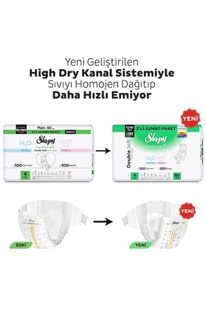 Sleepy Natural Double Soft Avantajlı Paket Bebek Bezi 4 Numara Maxi 60 Adet