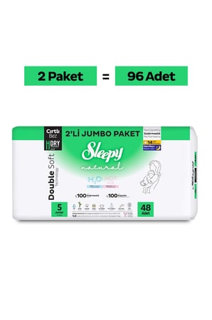 Sleepy Natural Double Soft Avantajlı Mega Paket Bebek Bezi 5 Numara Junior 96 Adet