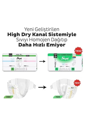 Sleepy Natural Double Soft Avantajlı Mega Paket Bebek Bezi 5 Numara Junior 96 Adet