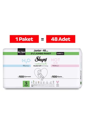 Sleepy Natural Double Soft Avantajlı Mega Paket Bebek Bezi 5 Numara Junior 48 Adet