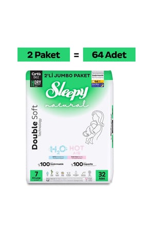 Sleepy Natural Double Soft Avantajlı Mega Paket Bebek Bezi 7 Numara Xxlarge 64 Adet