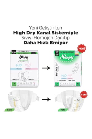 Sleepy Natural Double Soft Avantajlı Mega Paket Bebek Bezi 7 Numara Xxlarge 64 Adet