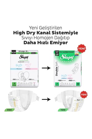 Sleepy Natural Double Soft Avantajlı Paket Bebek Bezi 7 Numara Xxlarge 32 Adet