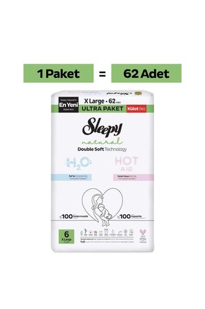 Sleepy Natural Double Soft Ultra Paket Külot Bez 6 Numara Xlarge 62 Adet