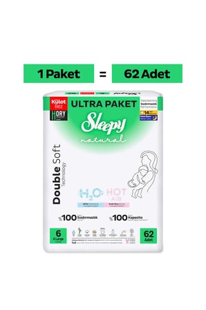 Sleepy Natural Double Soft Ultra Paket Külot Bez 6 Numara Xlarge 62 Adet