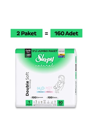 Sleepy Natural Double Soft Avantajlı Mega Paket Bebek Bezi 1 Numara Newborn 160 Adet
