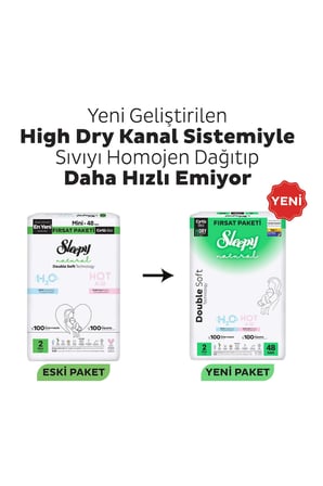 Sleepy Natural Double Soft Avantajlı Mega Paket Bebek Bezi 2 Numara Mini 168 Adet