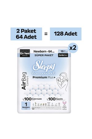 Sleepy Bio Natural Premium Plus Airbag Comfort Avantaj Paketi Bebek Bezi 1 Numara Newborn 128 Adet