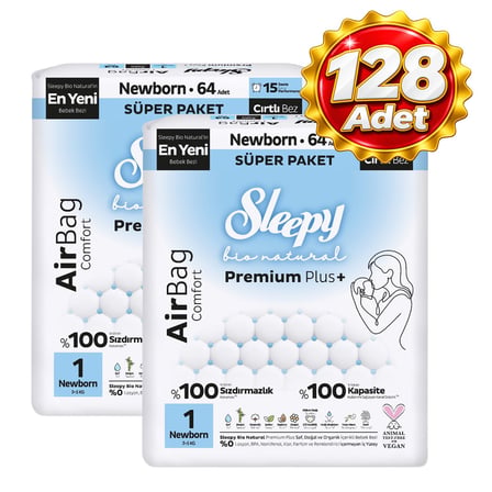 Sleepy Airbag Comfort Bebek Bezi 1 No 64 lü x 2 Paket (128 Adet)