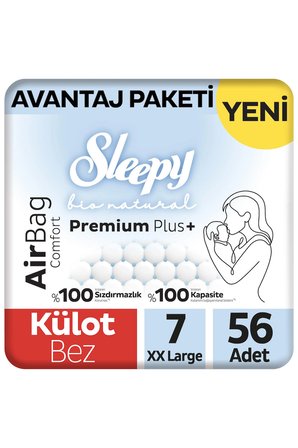 Sleepy Bio Natural Premium Plus Airbag Comfort Avantaj Paketi Külot Bez 7 Numara Xxlarge 56 Adet