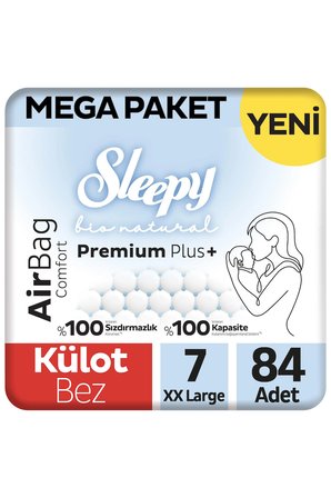 Sleepy Bio Natural Premium Plus Airbag Comfort Mega Paket Külot Bez 7 Numara Xxlarge 84 Adet