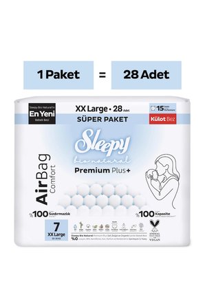Sleepy Bio Natural Premium Plus Airbag Comfort Süper Paket Külot Bez 7 Numara Xxlarge 28 Adet