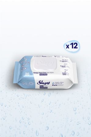 Sleepy AquaCare H2O Yenidoğan Islak Bebek Havlusu Seyahat Boy 12x20 (240 Yaprak)