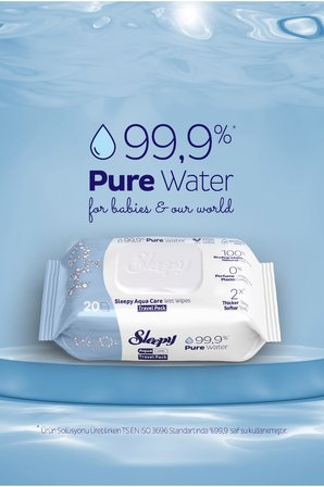 Sleepy AquaCare H2O Yenidoğan Islak Bebek Havlusu Seyahat Boy 6x20 (120 Yaprak)