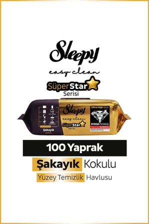 Sleepy Easy Clean SüperStar Yüzey Temizlik Havlusu Mendili Şakayık 100 Yaprak
