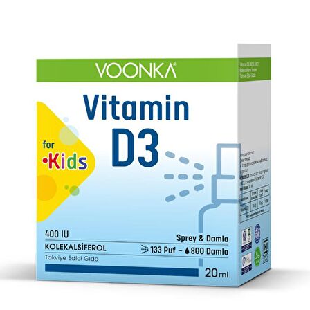 Voonka Kids Vitamin D3 400 IU Damla 20 ml