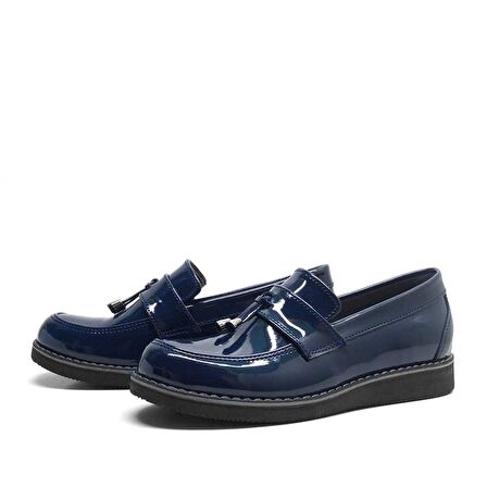 Lacivert Rugan Loafer Çocuk Okul Ayakkabısı