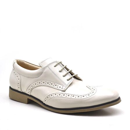 Krem Rugan Bağcıklı Fantazi Erkek Genç Ayakkabı