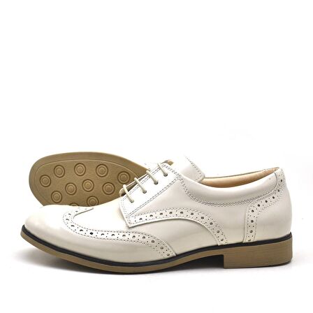 Krem Rugan Bağcıklı Fantazi Erkek Genç Ayakkabı