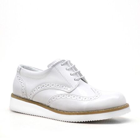 Hidra Beyaz Rugan Bağcıklı Erkek Çocuk Sünnet Ayakkabı