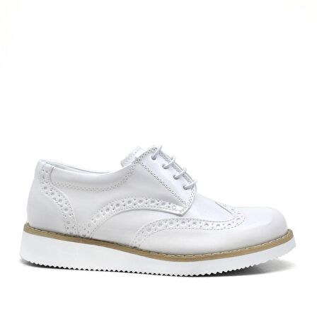 Hidra Beyaz Rugan Bağcıklı Erkek Çocuk Sünnet Ayakkabı