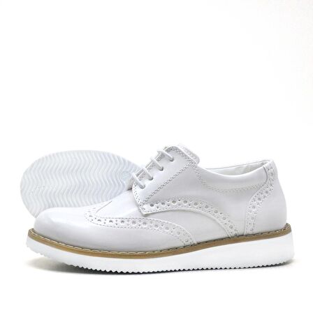 Hidra Beyaz Rugan Bağcıklı Erkek Çocuk Sünnet Ayakkabı