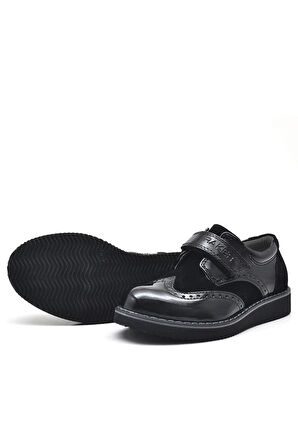 Rakerplus Hidra Siyah Rugan Cırtlı Erkek Çocuk Klasik Ayakkabı