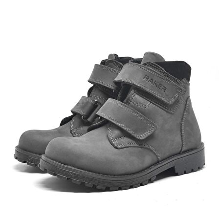 Sentor Hakiki Deri Gri Kürklü Cırtlı Çocuk Bot