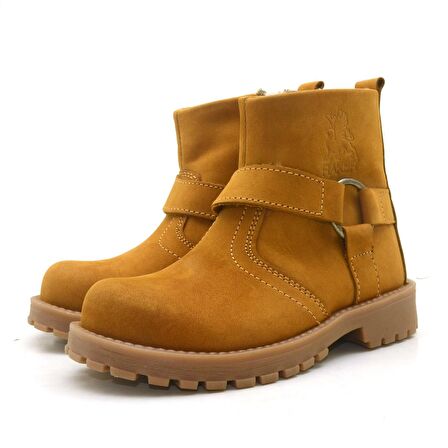 Chiron Hakiki Deri Fermuarlı Unisex Kız Erkek Çocuk Çizme Bot