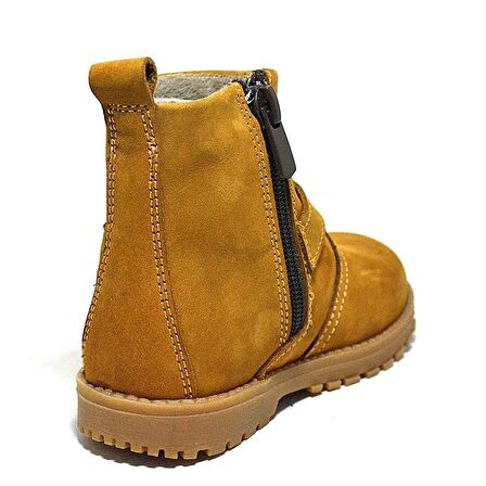 Chiron Hakiki Deri Fermuarlı Kürklü Unisex Bebek Bot