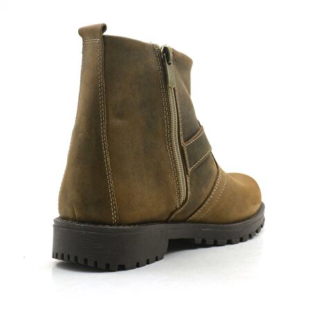 Chiron Hakiki Deri Kum Rengi Fermuarlı Çocuk Çizme