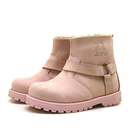 Rakerplus Hakiki Deri Pembe Fermuarlı Kız Bebek Bot