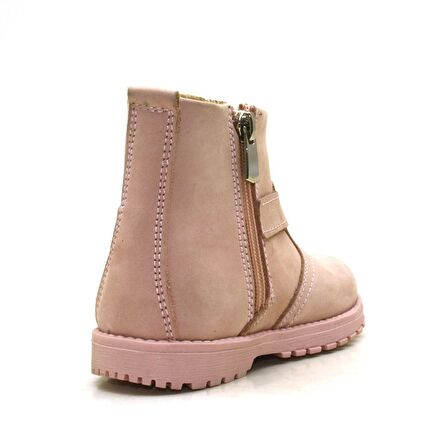 Rakerplus Hakiki Deri Pembe Fermuarlı Kız Bebek Bot