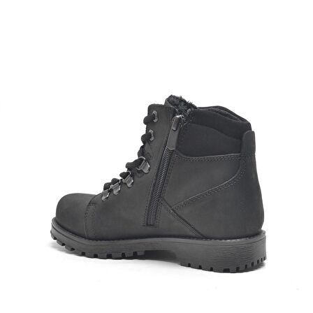 Hakiki Deri Siyah Fermuarlı Kürklü Kız Erkek Çocuk Bot