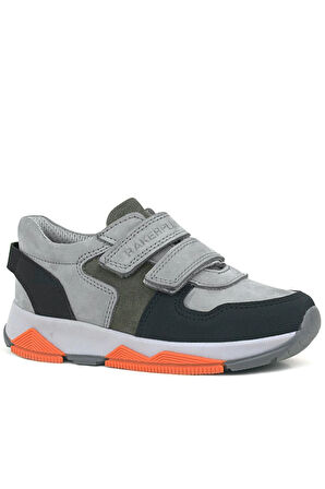Rakerplus Hakiki Deri Gri Siyah Çocuk Sneakers Spor Ayakkabı