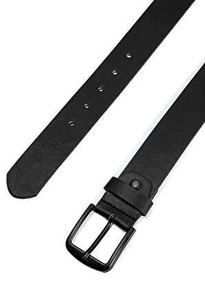 Hakiki Deri Siyah Casual Erkek Kemeri